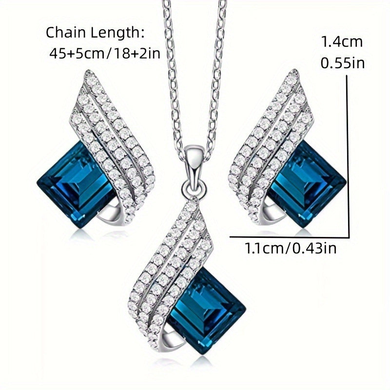 Women's Necklace and Earrings Set – Blue Elegance