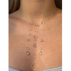 Minimalist Clear Crystal Set - Refined Clavicular Chain Necklace and Bracelet