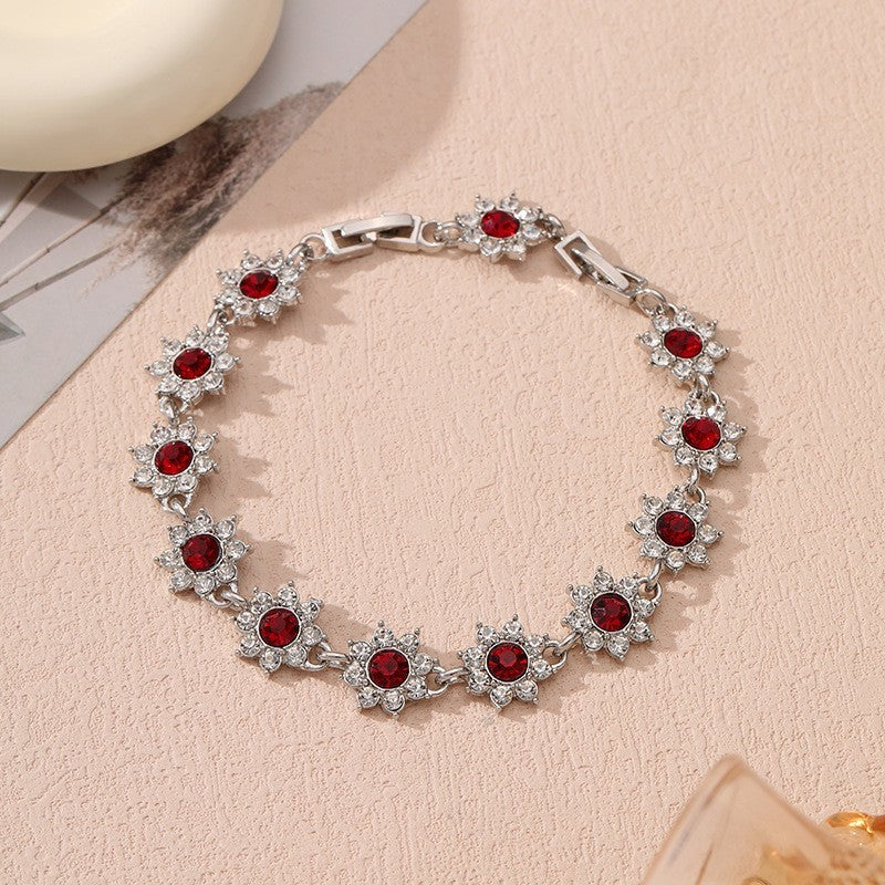 Bracelet de luxe abordable aux pierres colorées style européen - NovaShop NovaShop Silver Red Diamond Bigbuy