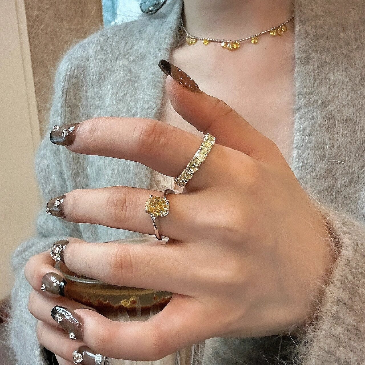 Elegant Affordable Luxury Yellow Crystal Women's Ring “Rock Sugar”