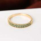 Elegant Simple Copper Ring with Inlaid Colorful Zircon