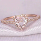 Women's White Copper Wedding Ring with Crystal Heart - Christmas Style