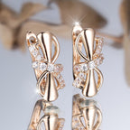 Champagne gold-plated copper clip-on earrings adorned with white diamonds