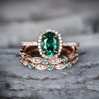 Fashionable three-in-one emerald laminated ring