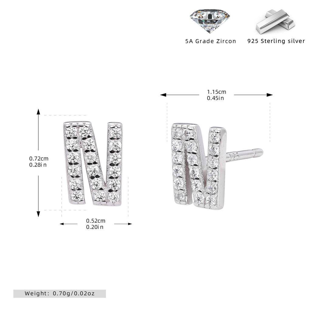 Boucles d’oreilles puces élégantes pour femmes avec lettres - NovaShop NovaShop Platinum N / 925 Silver Bigbuy