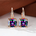 Korean style zircon inlaid square hook earrings