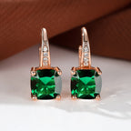 Korean style zircon inlaid square hook earrings