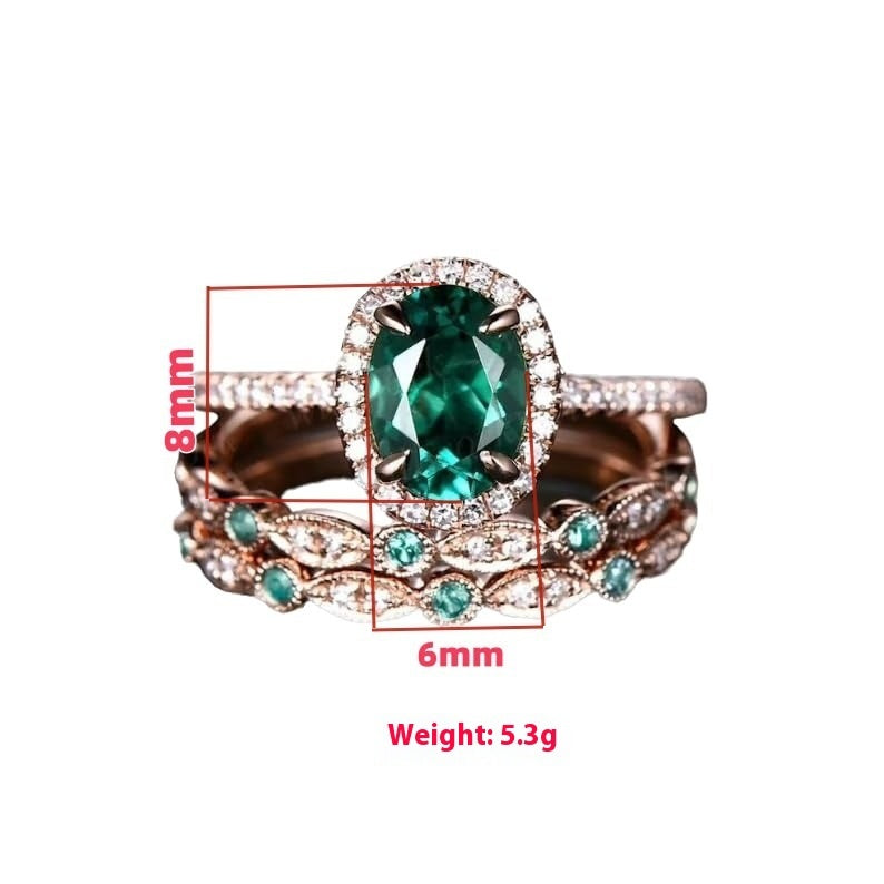 Fashionable three-in-one emerald laminated ring