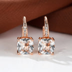 Korean style zircon inlaid square hook earrings