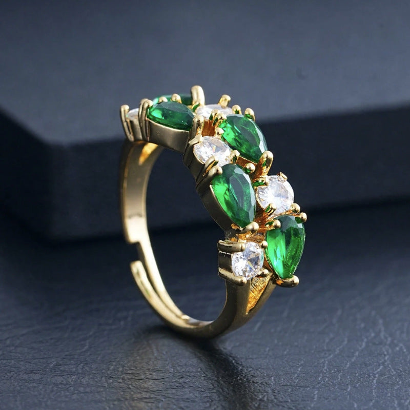 Elegant boho chic zircon ring for women, street jewelry
