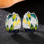 Boucles d’oreilles clip élégantes au style pastoral vert Mori - NovaShop NovaShop White Gold Color Bigbuy