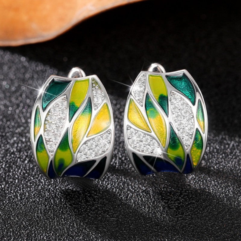 Elegant Mori Green Pastoral Style Clip-on Earrings
