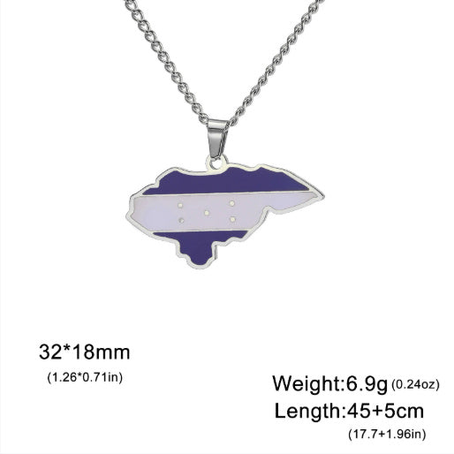 Country map oil drop pendant necklace