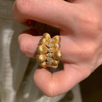 French Retro Handcrafted Brushed Copper Ring - Coffee Bean Pattern