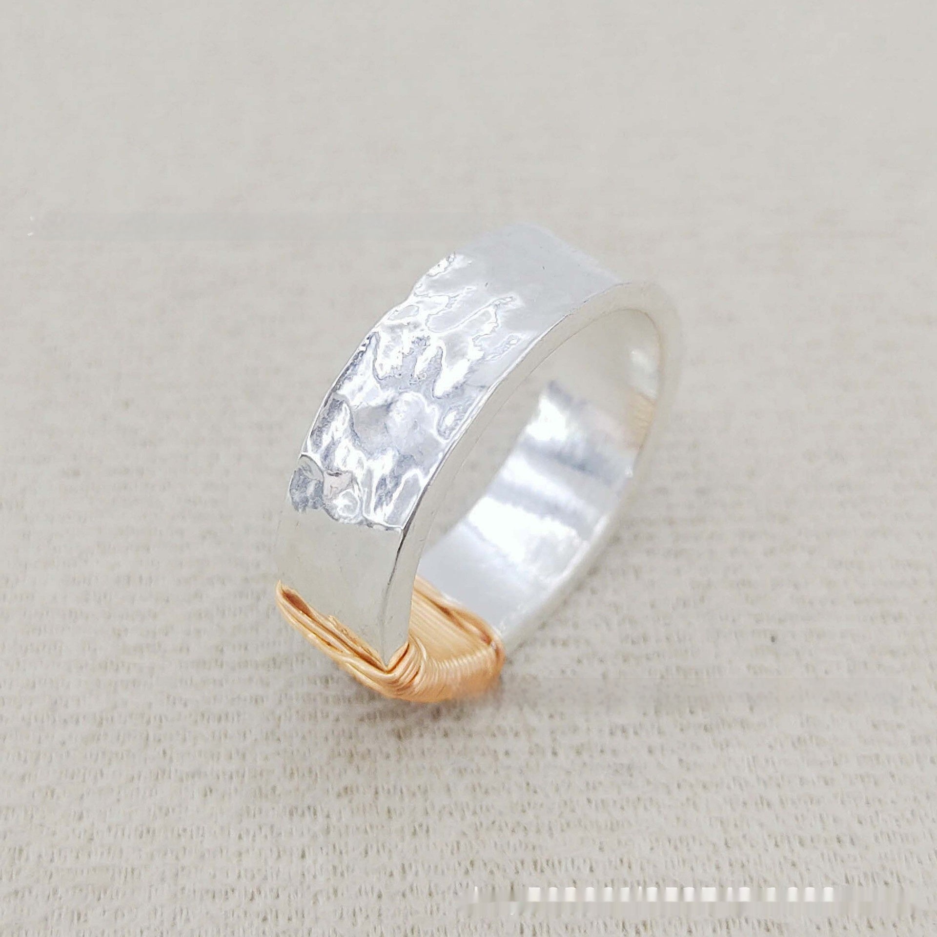 High quality vintage ring, simple irregular coil bracelet, wide face ring