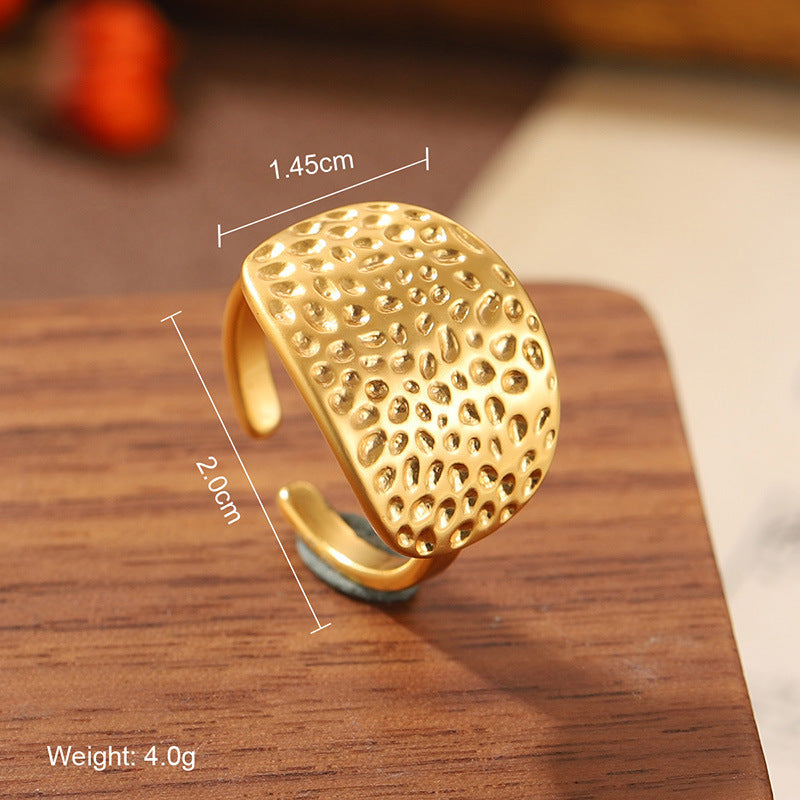 High quality natural stone geometric ring, versatile, retro, light-resistant