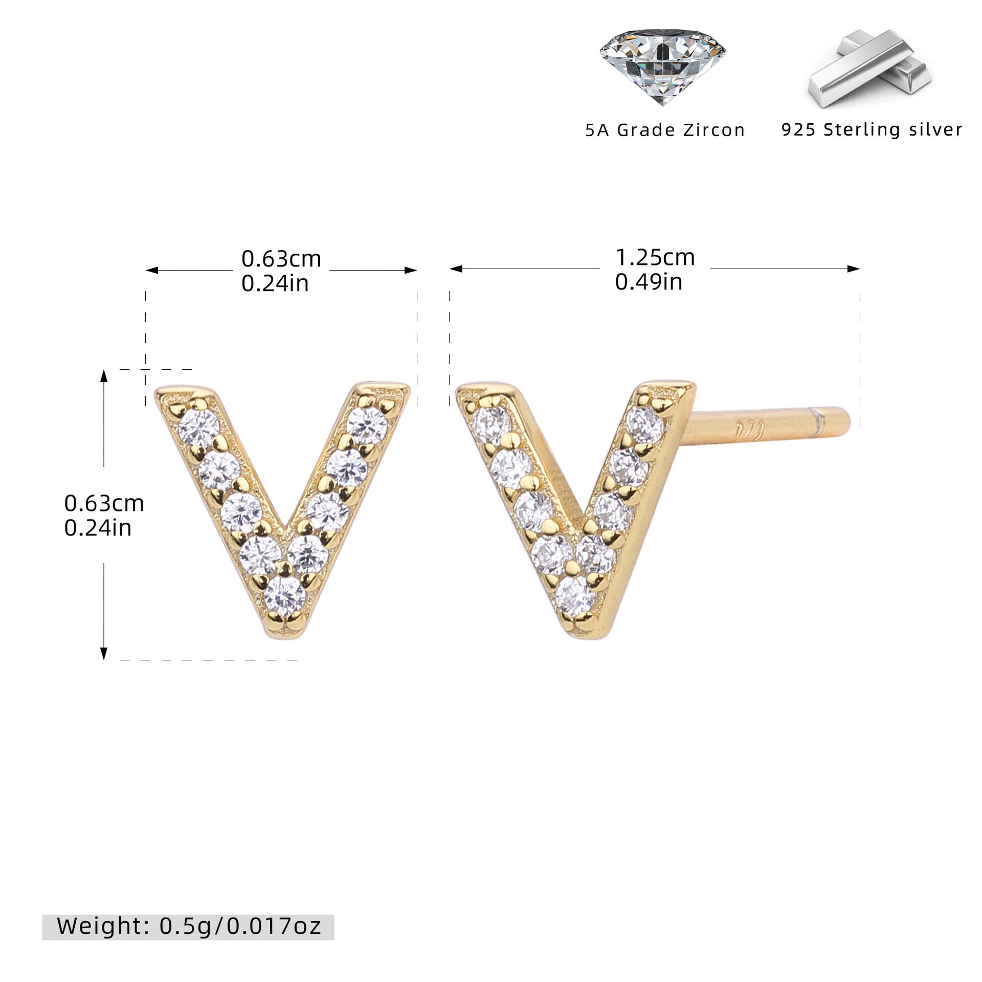Elegant stud earrings for women with letters