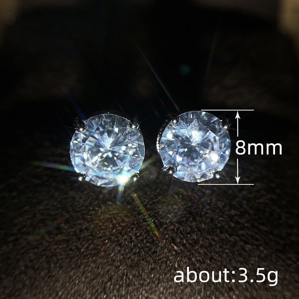 Boucles d’oreilles puces rondes en zircon pour femme, élégantes et raffinées - NovaShop NovaShop White Bigbuy