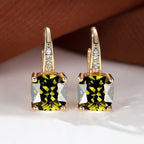 Korean style zircon inlaid square hook earrings