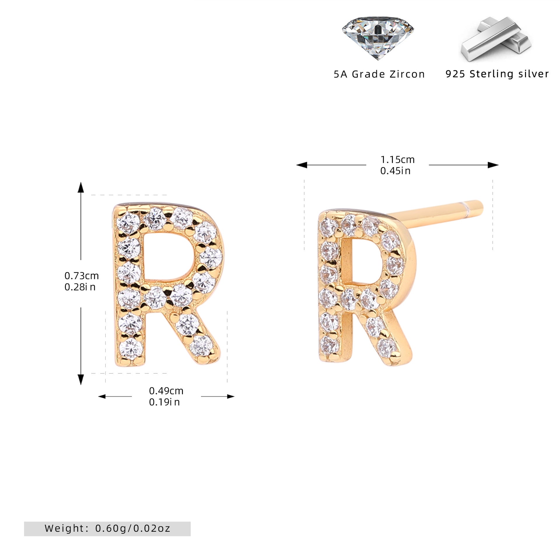 Elegant stud earrings for women with letters