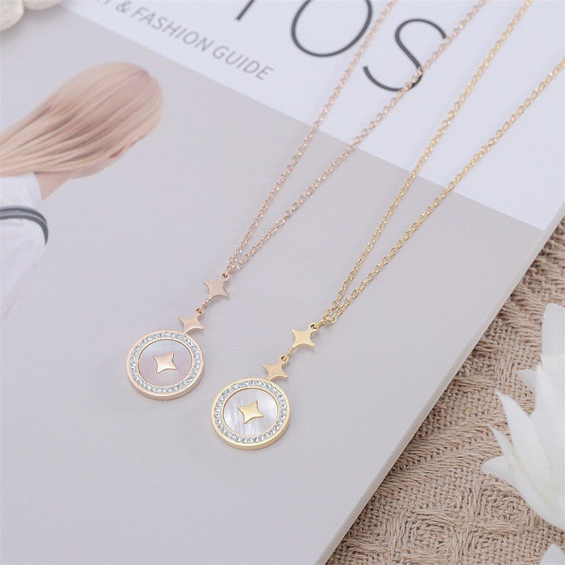 Collier Femme en Acier Titane avec Étoile à Six Branches et Diamant - NovaShop NovaShop Rose Gold / Other Bigbuy