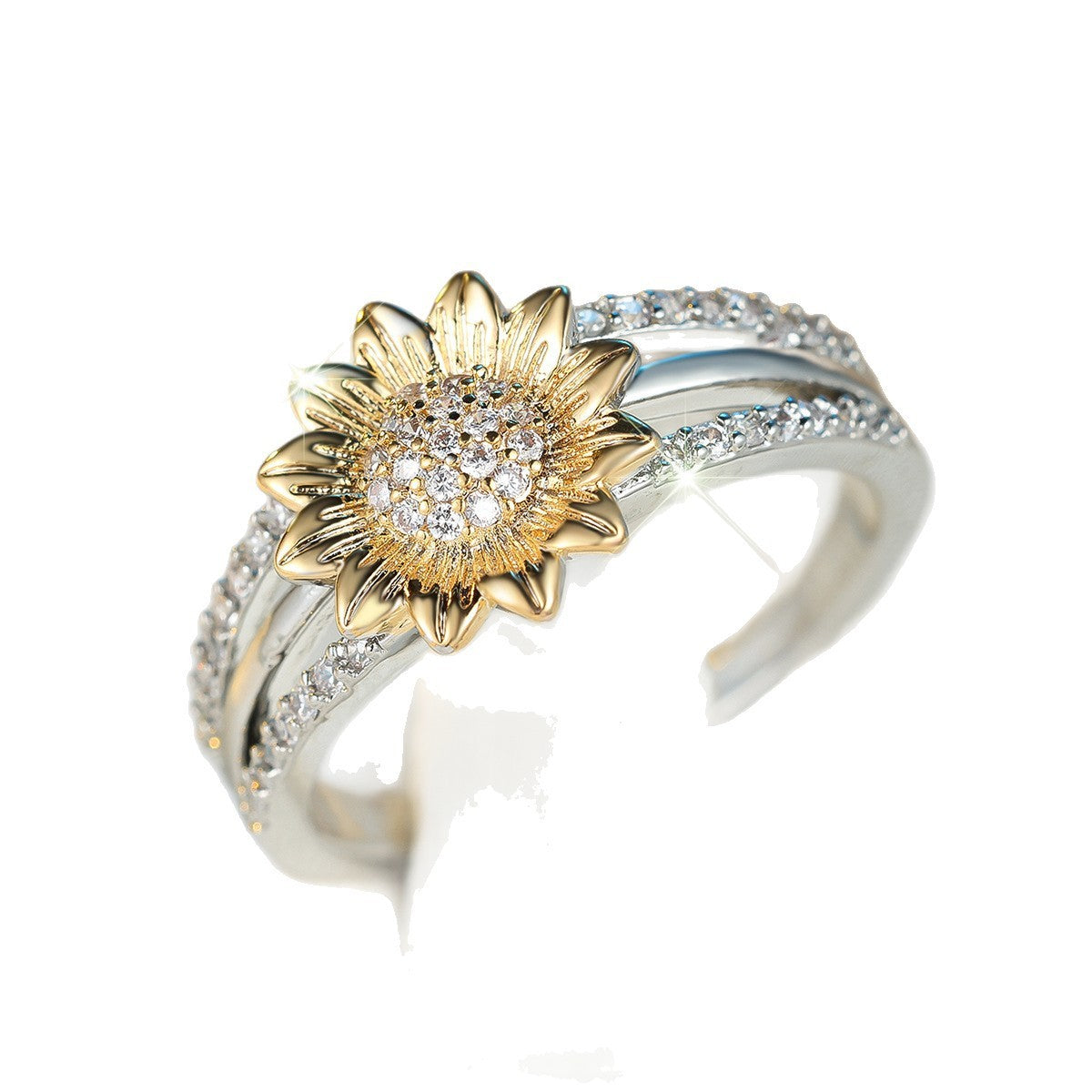 Diamond Sunflower Fashion Ring
