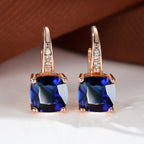 Korean style zircon inlaid square hook earrings