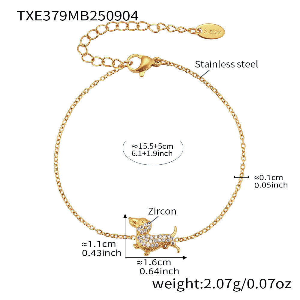 Creative stainless steel bracelet full zirconium with Chinese zodiac pattern and dog