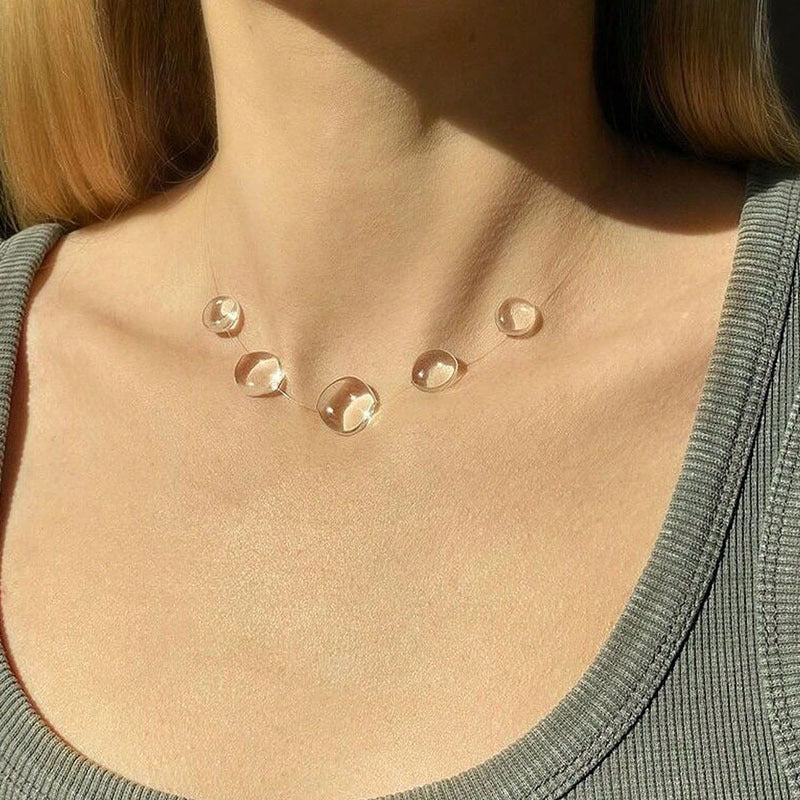 Minimalist Clear Crystal Set - Refined Clavicular Chain Necklace and Bracelet