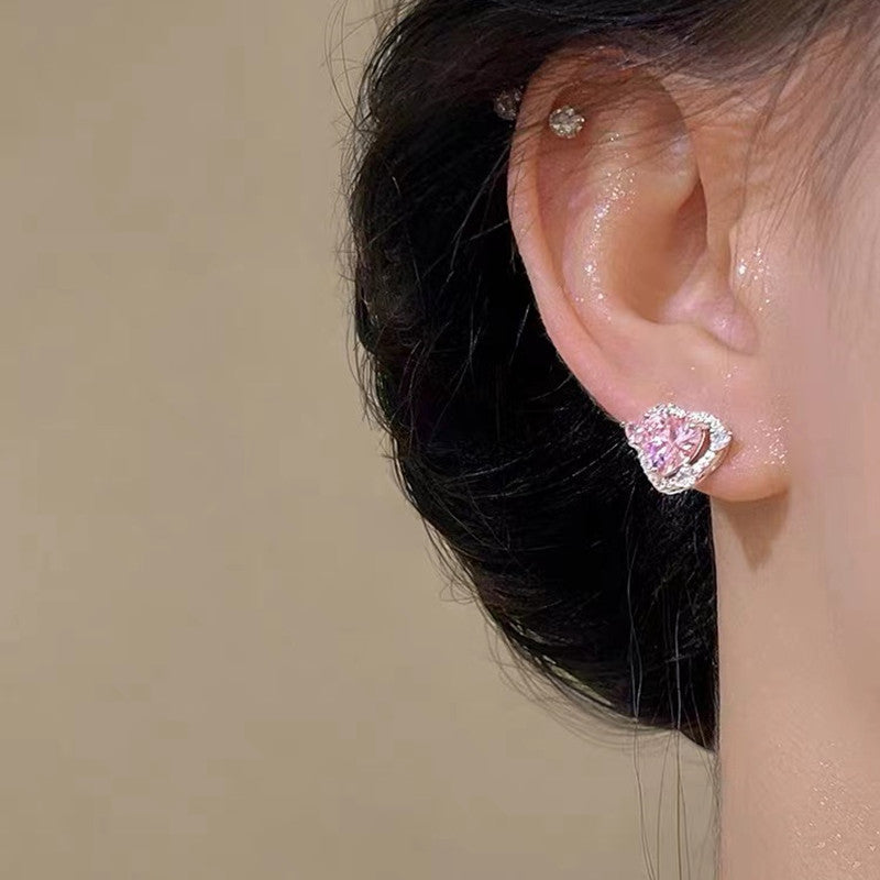 Guardian Heart Design Stud Earrings