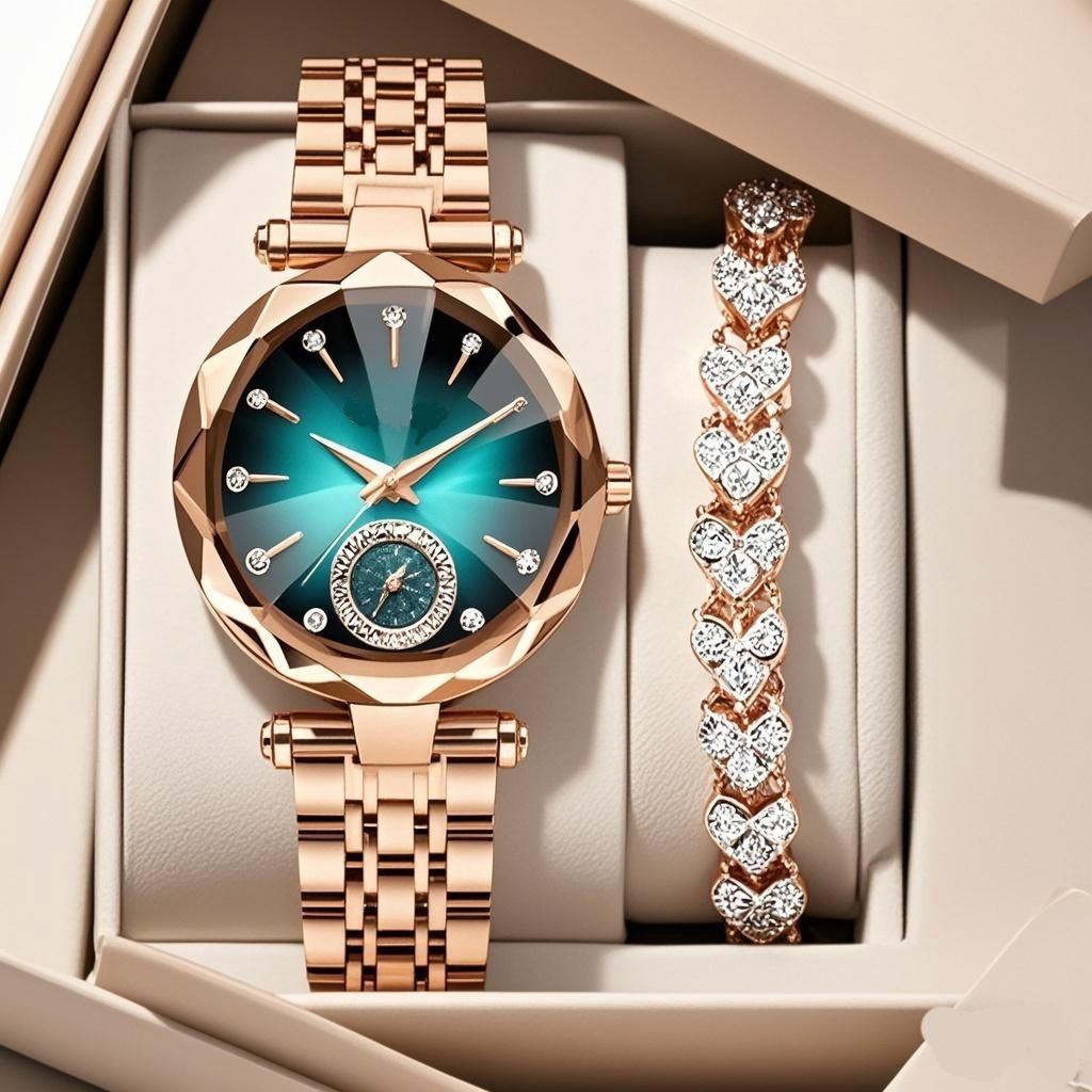Simple and casual women's quartz watch with diamonds