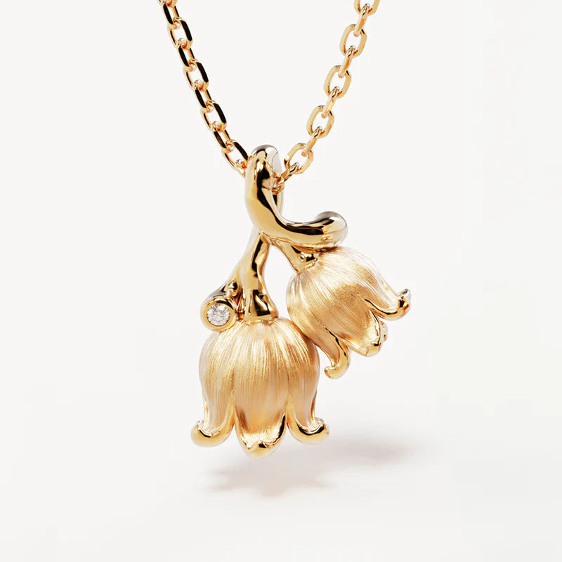Creative stainless steel pendant necklace for women, December flower pattern, ideal for all occasions