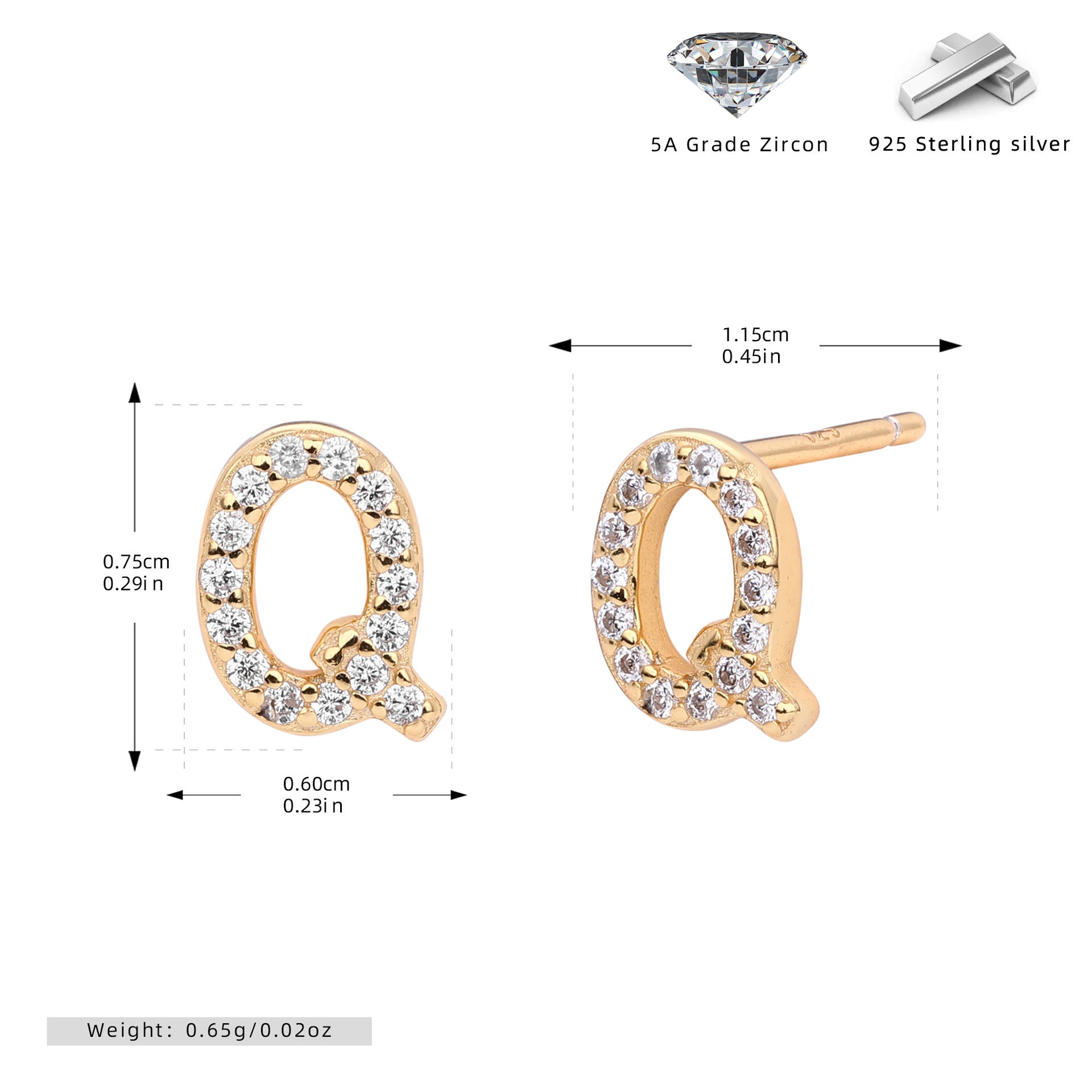 Elegant stud earrings for women with letters