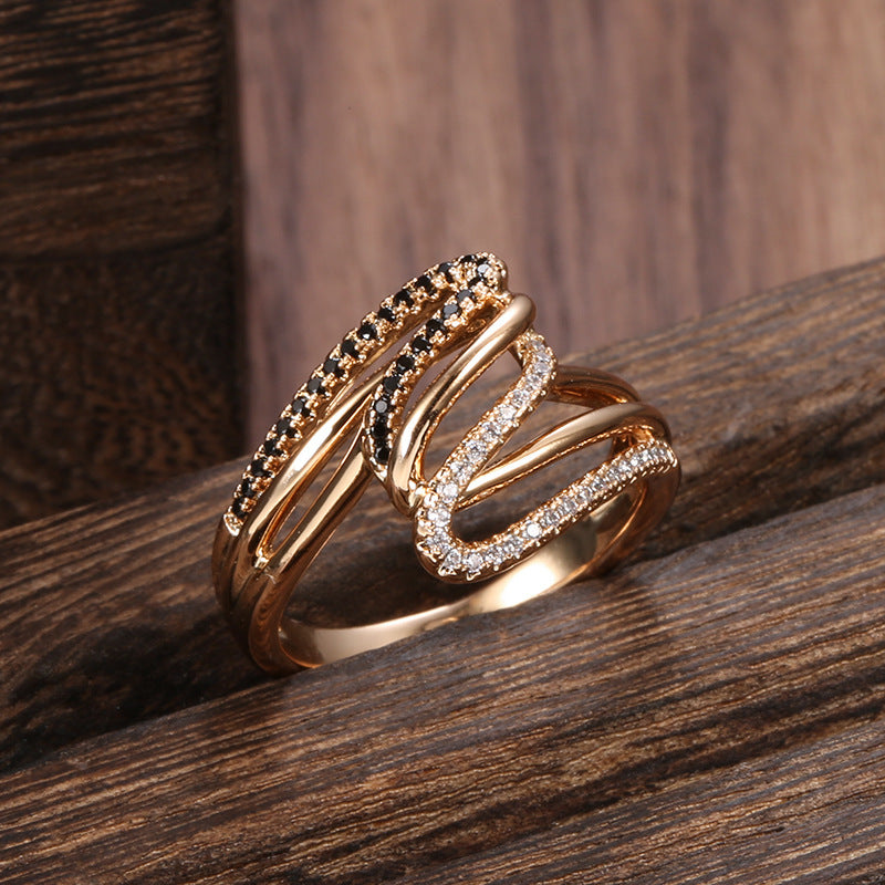 Refined Women's Ring in Copper and Shiny Zircons