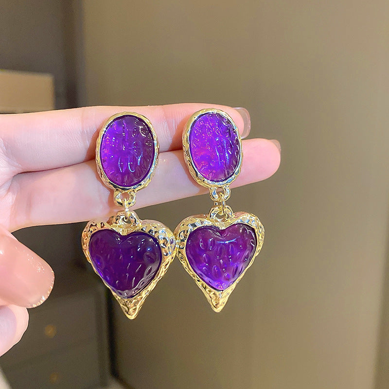 Boucles d’oreilles ovales plissées en forme de cœur d’amour - NovaShop NovaShop Purple Bigbuy