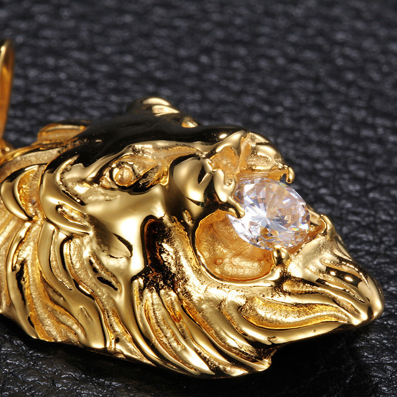 Collier Pendentif Homme Tête de Lion en Alliage avec Diamants - NovaShop NovaShop Gold Bigbuy