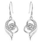 Elegant and simple heart-shaped earrings with micro-inlaid zircons