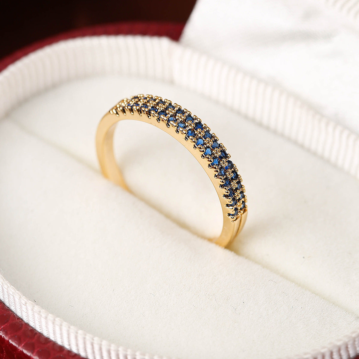 Elegant Simple Copper Ring with Inlaid Colorful Zircon