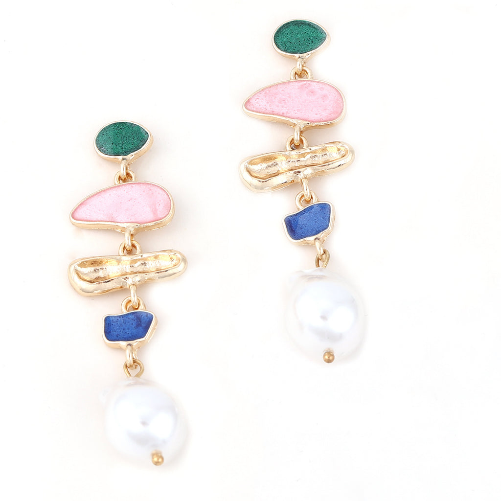 Geometric pearl-encrusted earrings, girly style, trendy and versatile