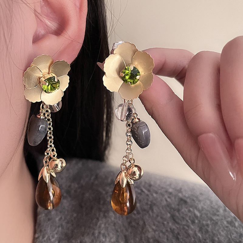 High Quality Diamond Flower Love Light Luxury Earrings for Minorities