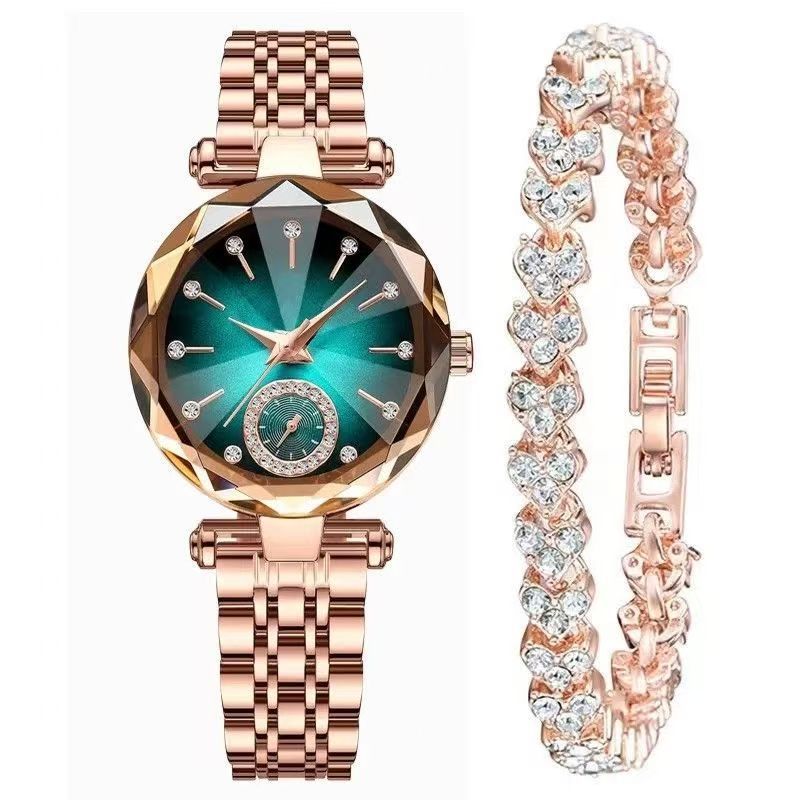 Simple and casual women's quartz watch with diamonds