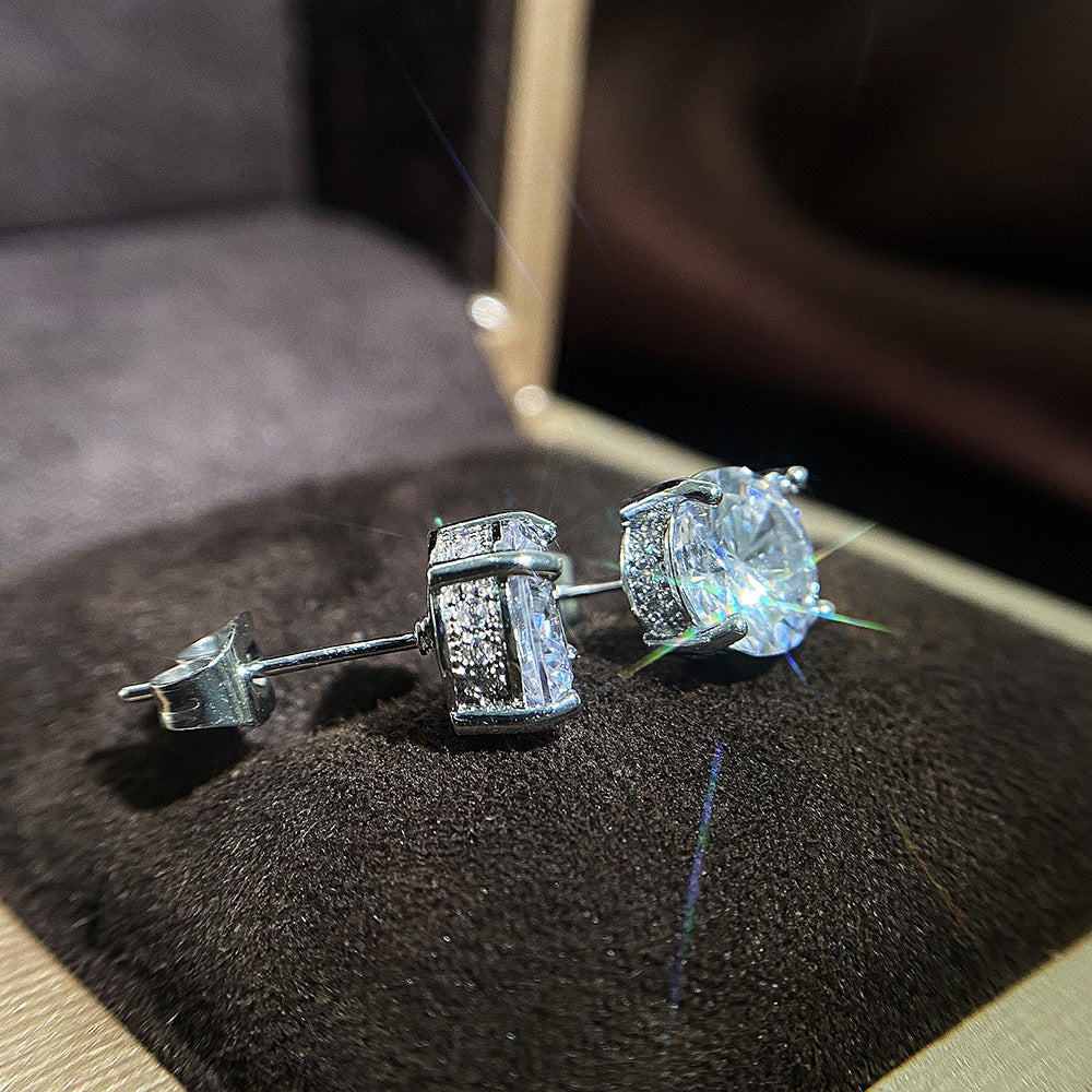 Boucles d’oreilles puces rondes en zircon pour femme, élégantes et raffinées - NovaShop NovaShop White Bigbuy