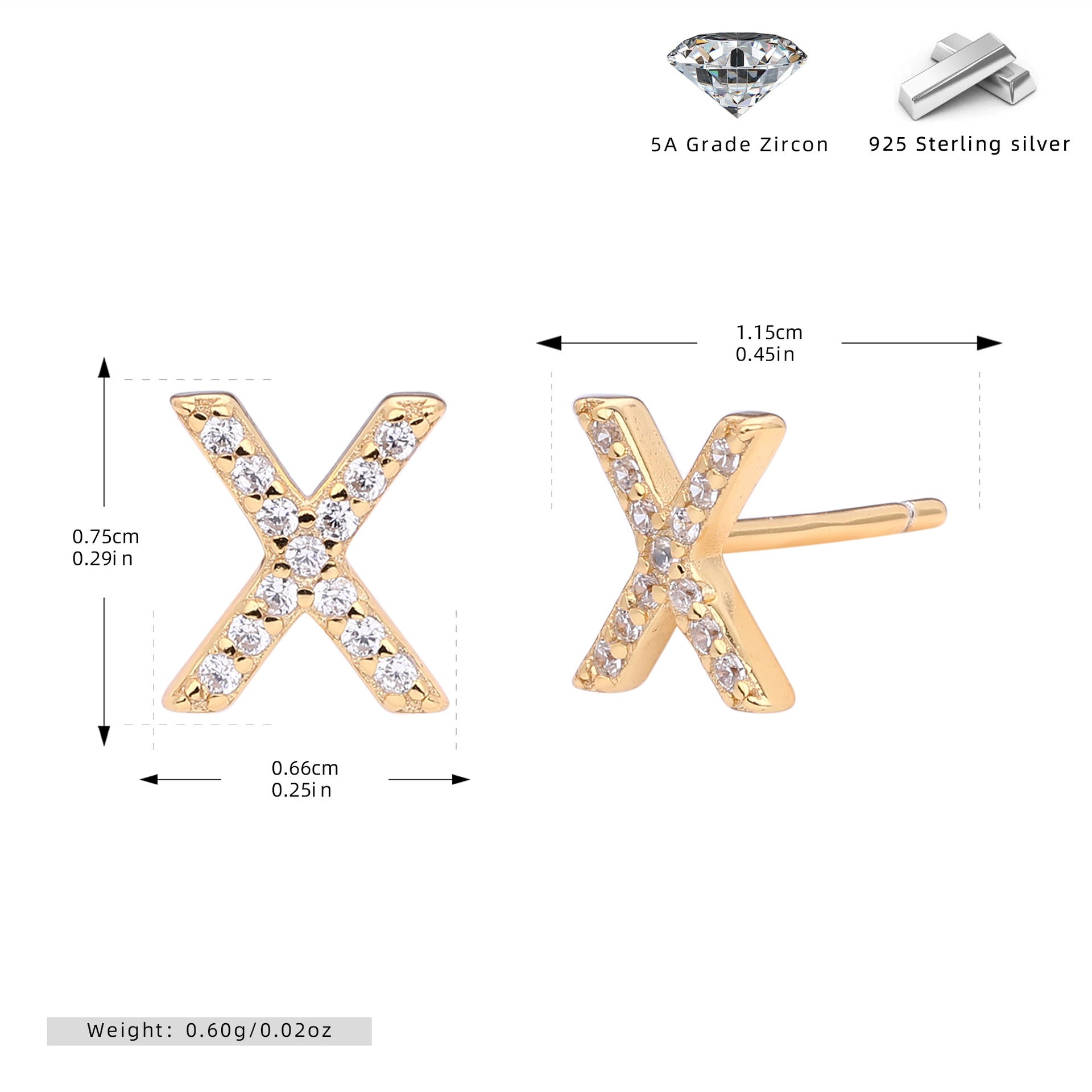 Elegant stud earrings for women with letters
