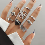 Fashionable butterfly and snake ring combination