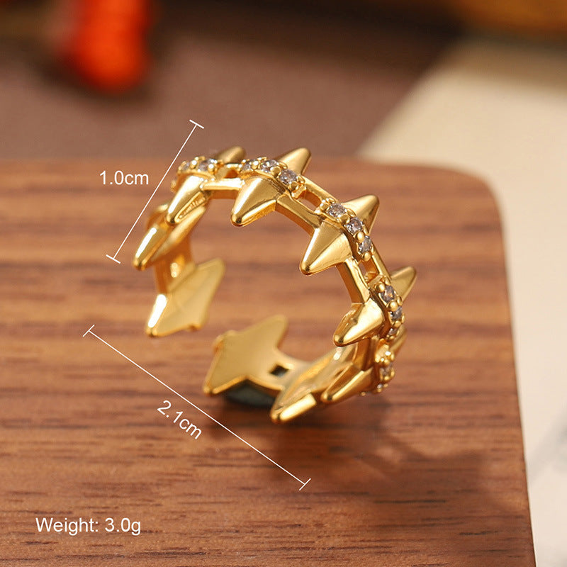 High quality natural stone geometric ring, versatile, retro, light-resistant