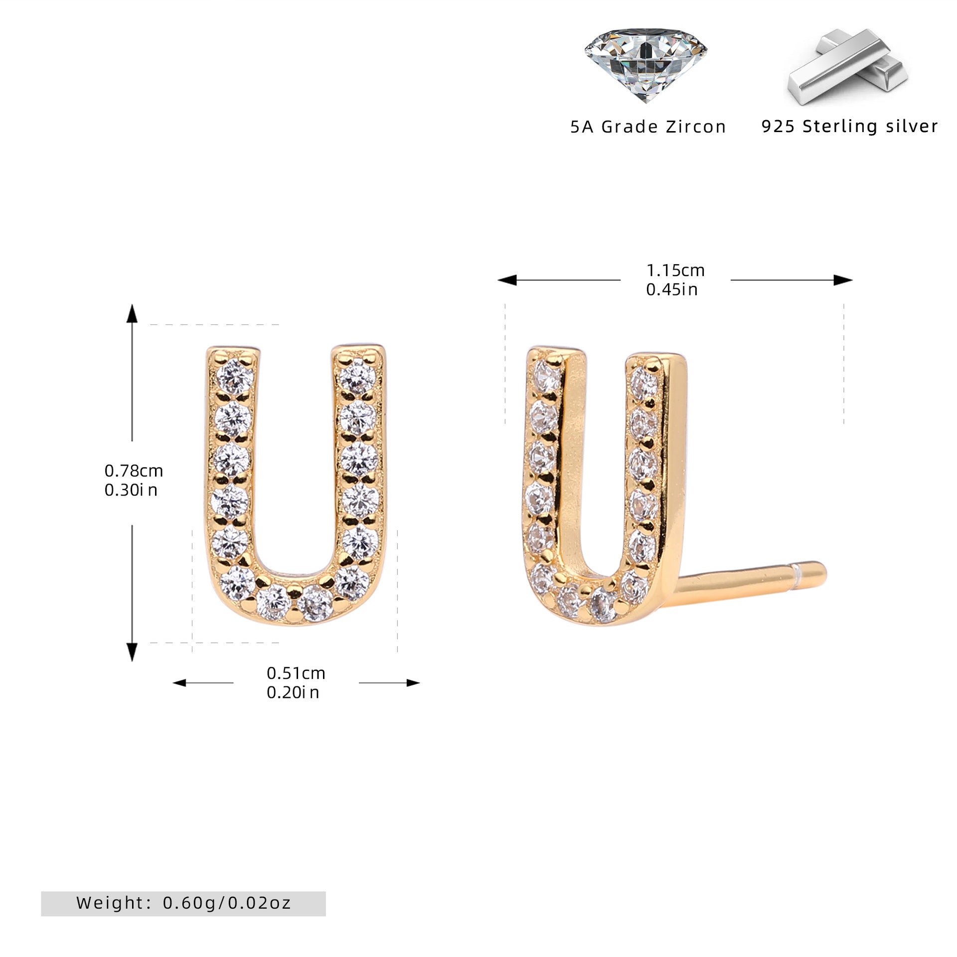 Elegant stud earrings for women with letters