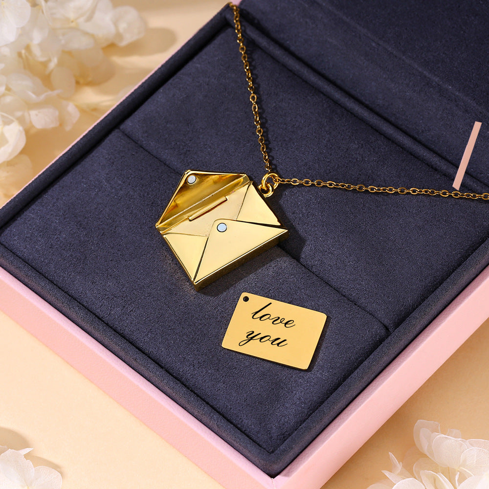 “I Love You” Envelope Necklace – Hidden Message of Love