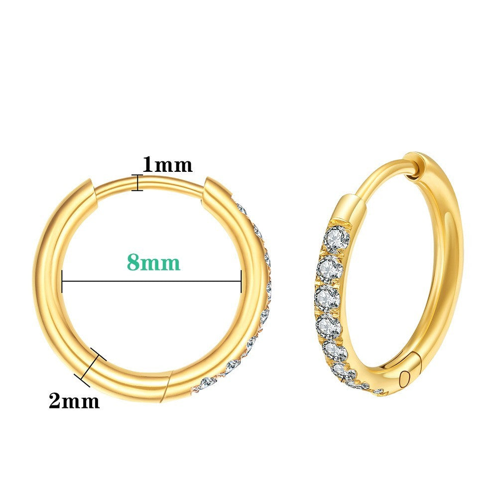 Simplicity titanium, steel and gold diamond-set earring