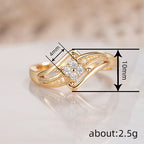 Women's Copper Ring with Inlaid Zircon and Geometric Design