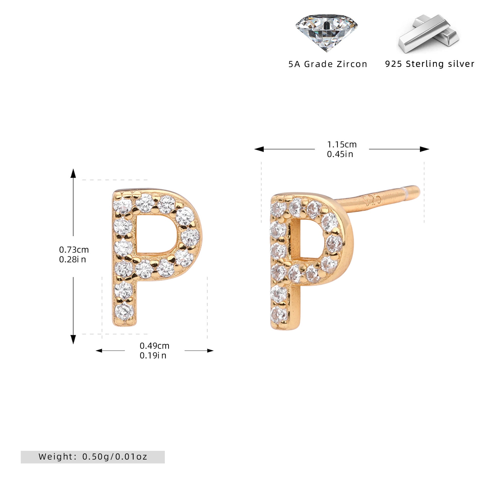 Elegant stud earrings for women with letters